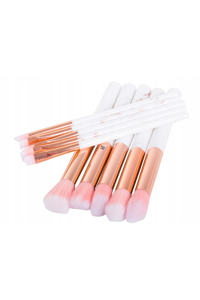 UBX Set of 10 make-up brushes, pink marble pattern, length 14 cm