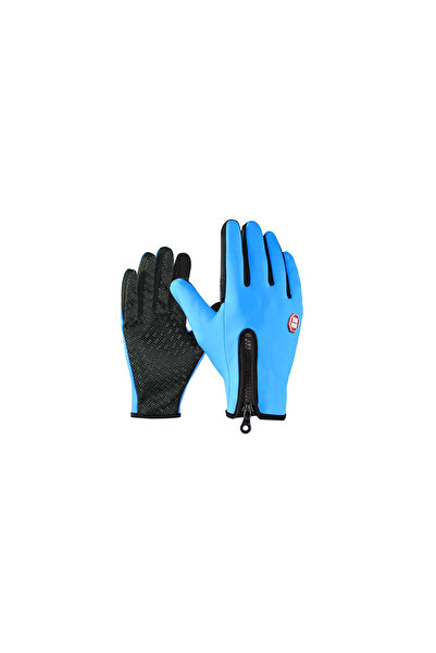 zola Warm gloves for cold season, unisex, blue, with touch, zipper, size XL