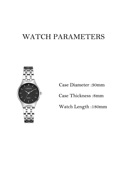 Youtrico CHENXI Ladies wristwatch,Professional Watch - Silver, Black Face,Life Waterproof