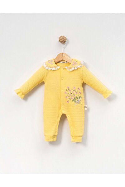 gültekin bebe Çakar Bebe 3-12 Aylık Çıtır Nakışlı Tulum -8027140 - SARI