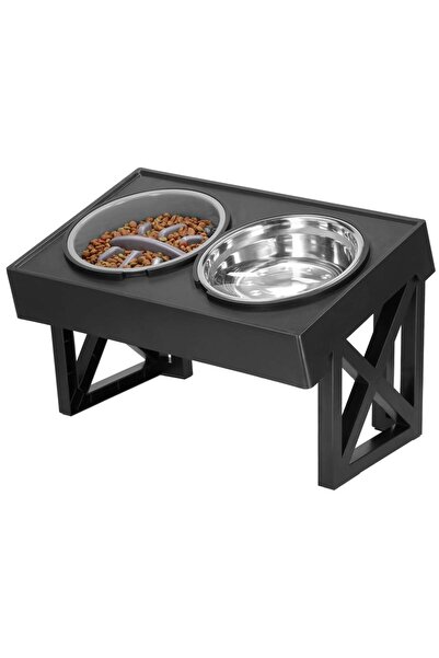 SERSIMO Set de 2 boluri cu suport, pentru căței, înălțime și unghi reglabile,...