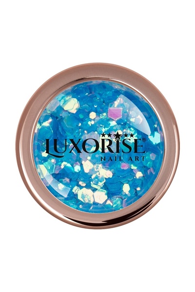 LUXORISE Sclipici fluorescent neon pentru unghii, albastru