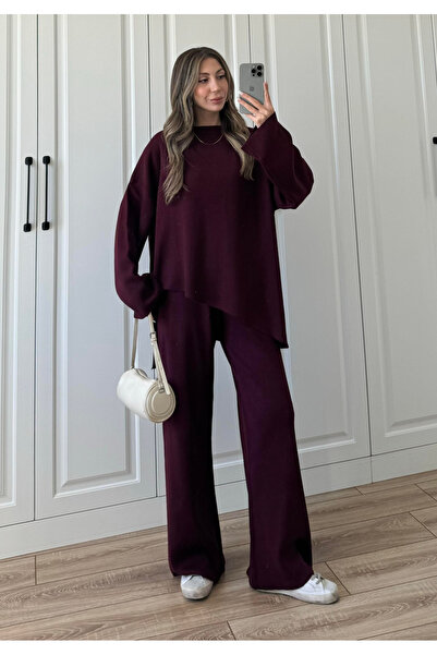 My Blog Burgundy Cross Knitwear Set - 04586