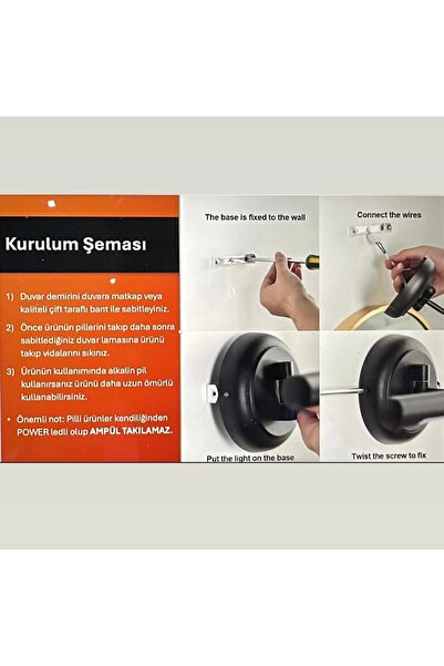 Mon Chevalon Prestij Pilli Aplik Duvar Aplik 4000K Warm White Gün Işığı Krem Şapkalı
