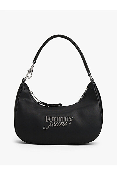 Tommy Hilfiger Tjw Bold Lettering Printed Shoulder Women's Black Shoulder Bag Aw0Aw17895Bds