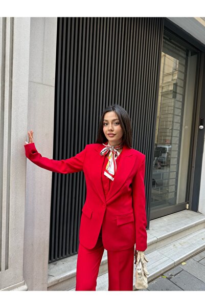 VUNTAL Suit One Button Blazer Jacket Pants Vest Three-Piece Suit