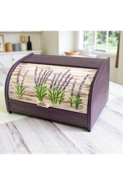 Decoratiuni Vintage Casa Retro Classic bread box, Lavender, hand-painted, without chopper, 39 cm* 18 cm * 27 cm