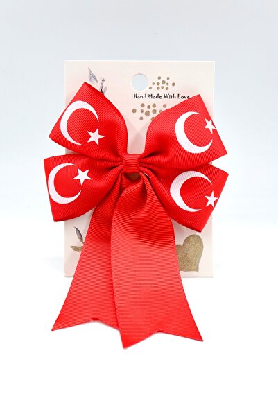 YENİCİ Agrafă de păr cu fundă roșie cu model