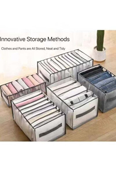 Arabest 5Pcs Foldable Visible Wardrobe Clothes Organizer with Mesh Compartments