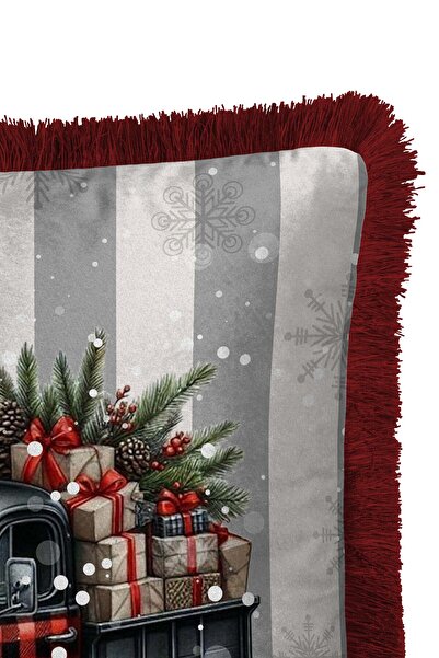 Pilloveland Fringed Throw Pillow Cover 43*43 cm - Winter Tale - New Year - Christmas - New Year's Eve