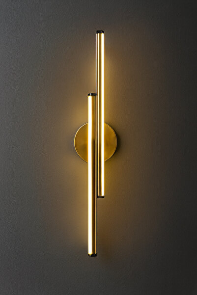 luxshome Lux Dekoratif Eskitme Gold Altın Kasa Çift Pilli Kablosuz Salon Duvar Aplik Tablo Aplik Sarı Işık