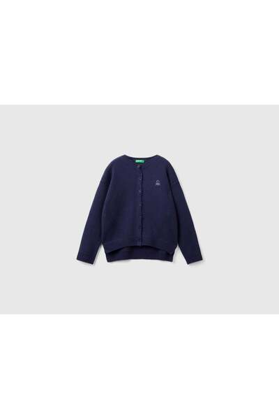 United Colors of Benetton كارديجان بأكمام طويلة ورقبة دائرية للبنات