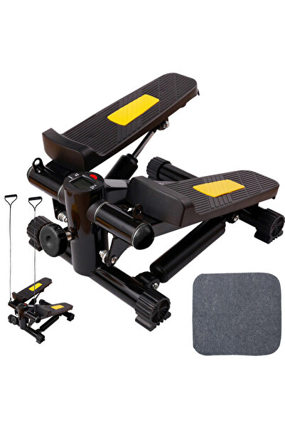 zola Stepper 2 in 1 cu corzi elastice, ecran LCD, timp, repetari, calorii, ritm/minut, 34x30x24 cm