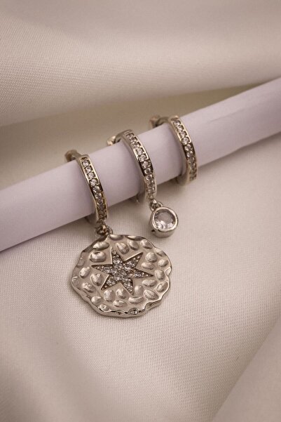 LA PERRY ACCESSORIES حلق فضة 3 قطع من حجر الزركون
