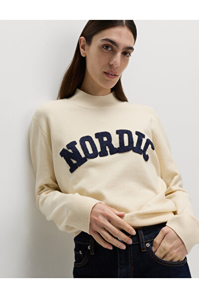 Marks & Spencer Air Yarn Nakışlı Bisiklet Yaka Kazak