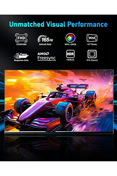 FlashHawk 23.8 in FHD Gaming Monitor | 165Hz Refresh Rate | 1ms Response | IPS Panel | 99% sRGB | HDMI/DP/USB