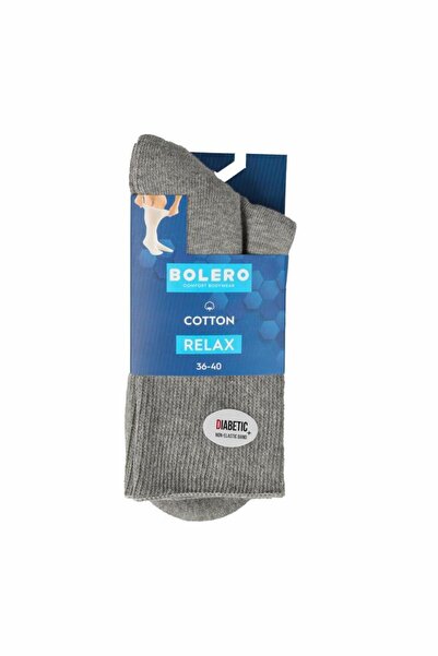 Bolero Erkek Dikişsiz Taban Havlu Diabet Çorap Gri