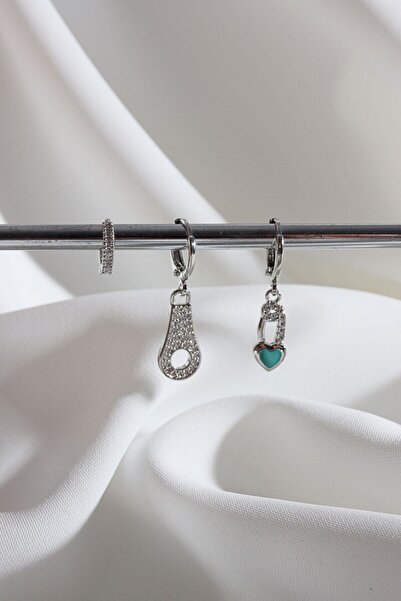LA PERRY ACCESSORIES Vip Collection 3-Piece Blue Enamel Silver Hoop Earrings