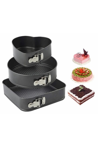 zola Set of 3 baking trays, Teflon coated, removable bases, different shapes, different sizes, 7 cm