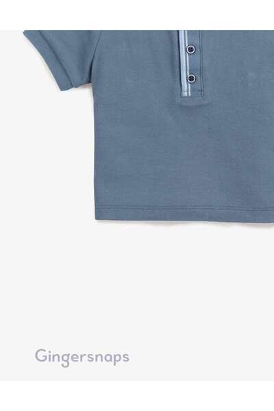 Gingersnaps Boys' Solid Color Polo T-Shirt with Front Buttons