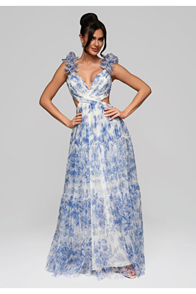 OMBRE Βραδινό φόρεμα LA-OM-DLR161 - μπλε