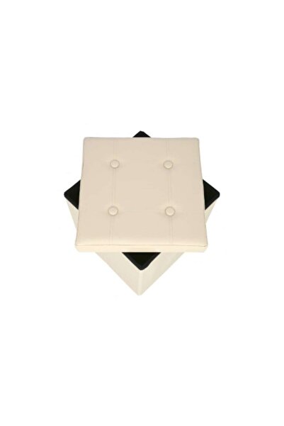 JHT Storage Ottoman with Storage Space, 38 x 38 cm, Faux Leather