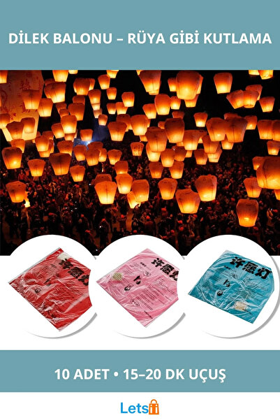 Letsii فانوس أمنيات متعدد الألوان بالون أمنيات 100 سم