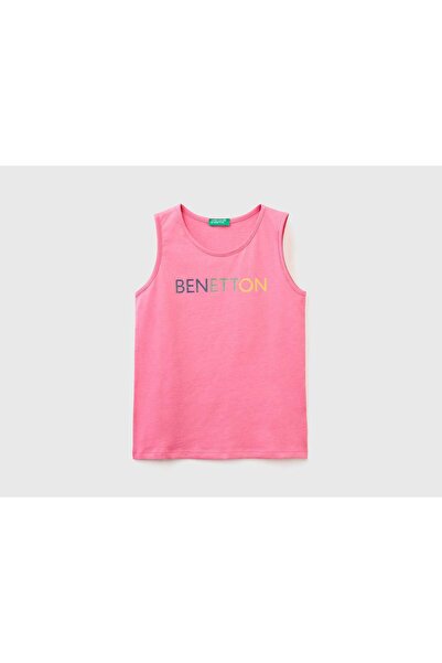 United Colors of Benetton Girls Shiny Logo Print Tank Top