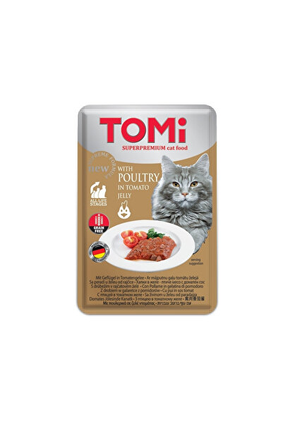 Tomi Pouch Domates ve Kümes Hayvanlı Tahılsız Kedi Yaş Maması 100gr