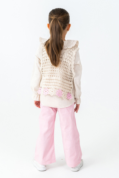 kinderos Knitted Floral Detailed Girl's 3-Piece Set - 26K 4479