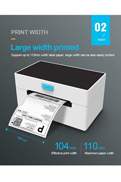 FlashHawk Desktop Thermal Label Printer with Paper Holder,USB & Bluetooth Connection,110mm Multi-Size Support