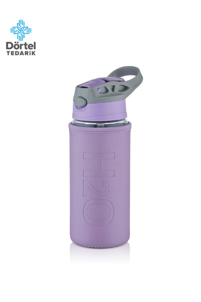 Tohana H2O Glass Flask with Leather Cover and Straw 500 ml