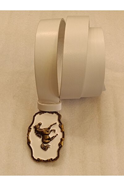 Butik Tülin Unisex Authentic Genuine Cowhide Leather White Enamel Bronze Gall...