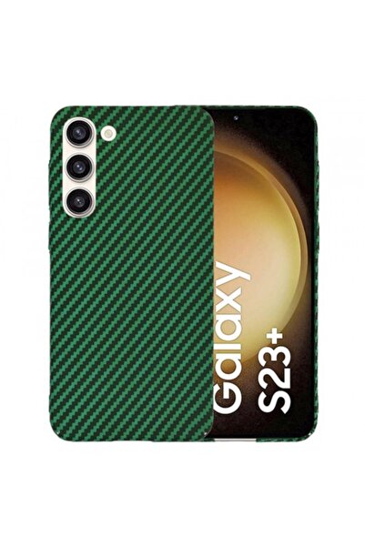 Stef's Cat Калъф за Samsung Galaxy S23+ S916, Карбонитова Фибро Обвивка, Зелен