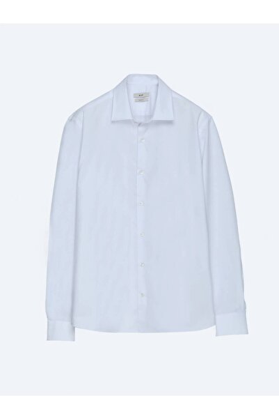 Kip Off-White Regular Fit Woven Classic Cotton Blend Shirt