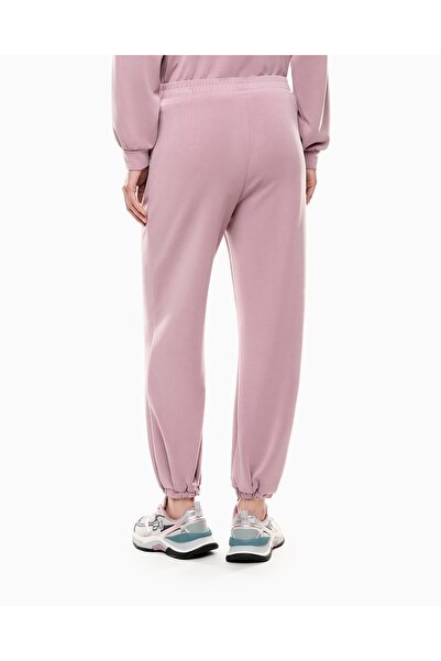 EA7 Women's Elastic Waistband Metallic Logo on Back High Waist Pink Sweatpants 7W000446 Af12643-Ua2