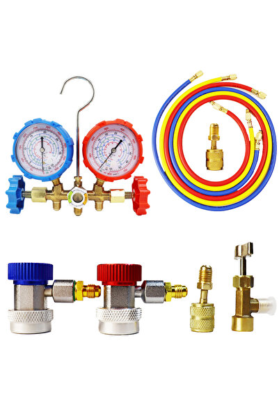 Choice4 set 4 R410a 3 Way AC Diagnostic Manifold Gauge Set for Freon Charging...