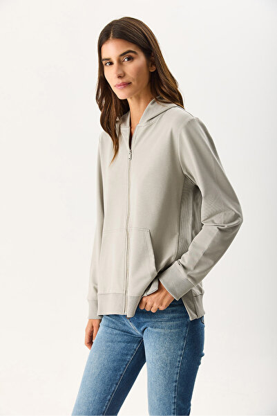 VENA Γυναικείο φούτερ Gwen Yanı με άνοιγμα φερμουάρ - Γκρι