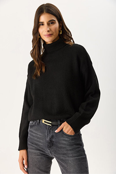 VENA Women's Mock Neck Thick Knitwear - Black