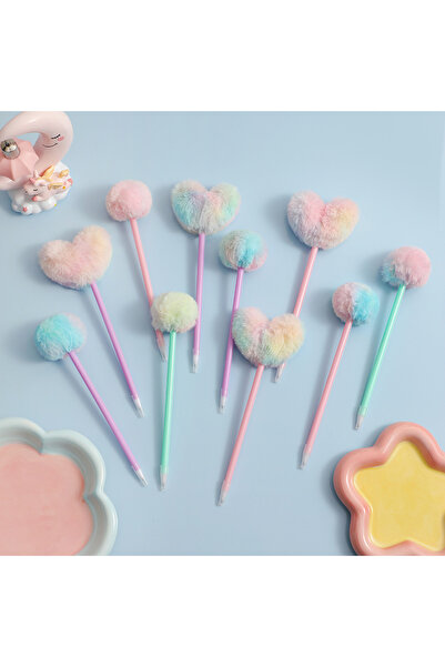 Choice قلم حبر جاف من القطيفة على شكل قلب كرتوني عشوائي، قطعتان، قلم حبر جاف ...