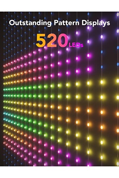 Govee Curtain Lights, 520 RGBIC Smart LED Curtain Lights, Color Changing, IP65 Waterproof, 4.9 x 6.6
