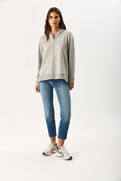 VENA Γυναικείο φούτερ Gwen Yanı με άνοιγμα φερμουάρ - Γκρι