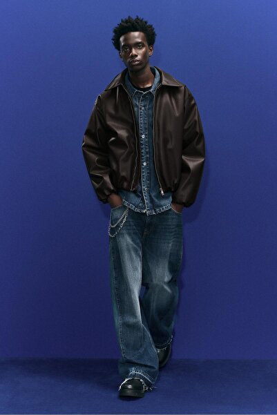 Pull & Bear Hacimli suni deri ceket