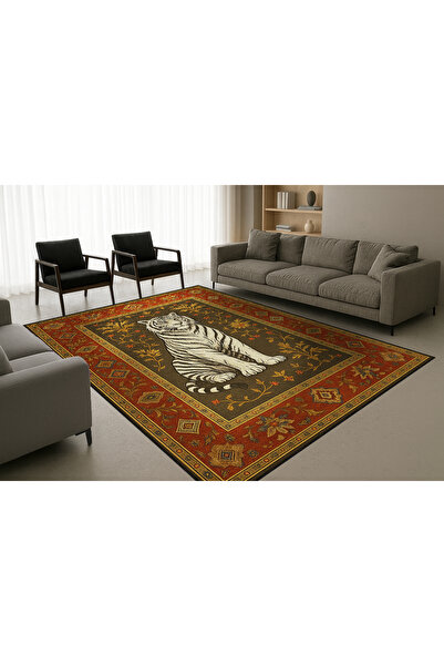 Rugs Modern Halı Mosso Tiger Themed Pattern Woven Base Decorative Carpetmosso1509