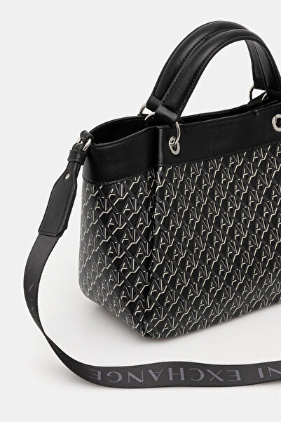 Armani Exchange Women's Magnetic Buckle Two Handles Detachable and Adjustable Shoulder Strap Black Shoulder Bag Xw000393