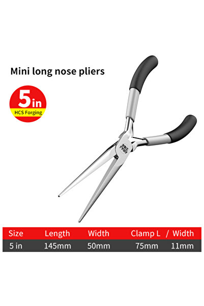 Choice6 Long-Nose Plier Mini Pointed Toothless Flat Mouth Extended Needle Mou...