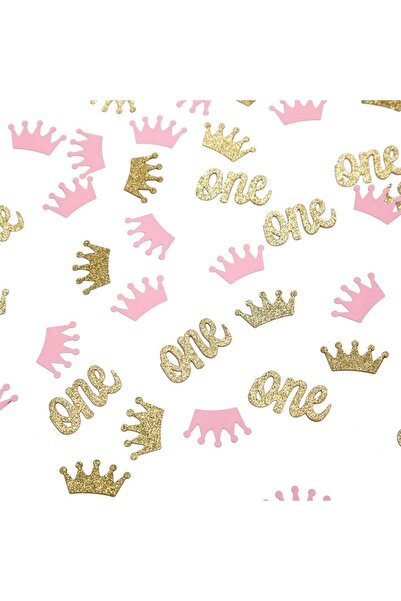 Choice قصاصات تاج لامعة باللونين الوردي والذهبي على طاولة واحدة للأميرة فتاة ...