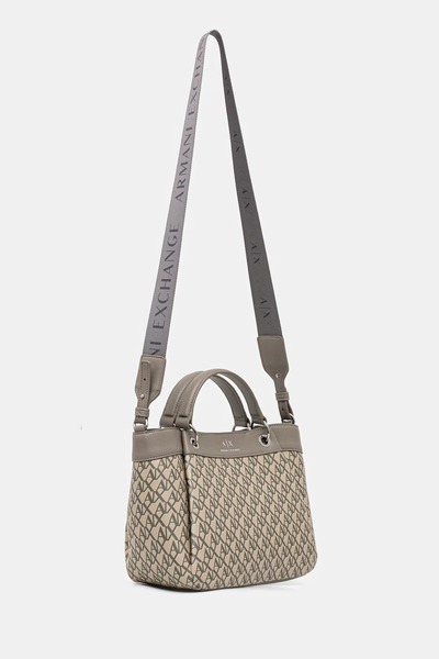 Armani Exchange Women's Magnetic Buckle Two Handles Detachable and Adjustable Shoulder Strap Beige Shoulder Bag Xw000393 Af