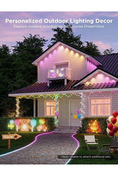 Govee Outdoor Net Lights, 2.8×9.4 ft, RGBIC 480 LEDs, 64 Modes, IP67, Alexa & Google, Green Wire