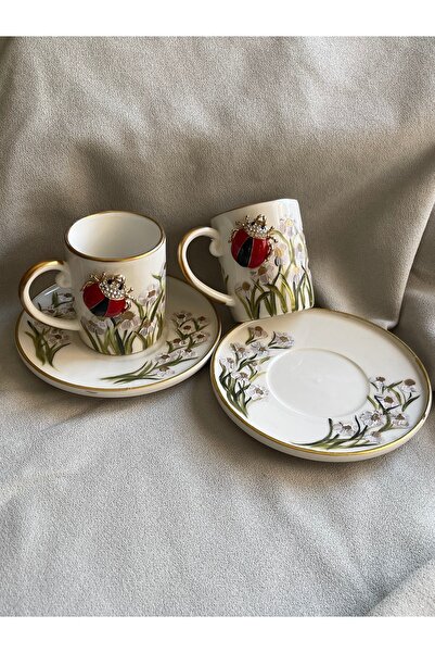 Stories Special Design Ladybug & Daisy Hand Painted Cup Set